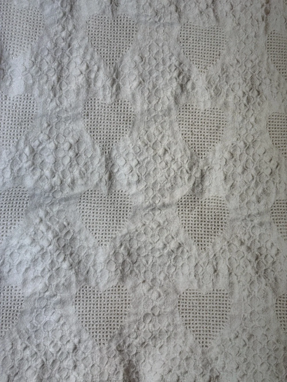 Vintage Cream Heart Tapestry Throw Blanket 40” x 60” Cottagecore